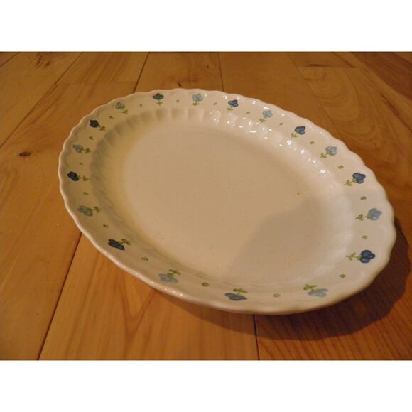 Floral Trim True Blue Vernon Ware by Metlox, Oval Serving Platter 12 1/4” - Picture 7 of 12